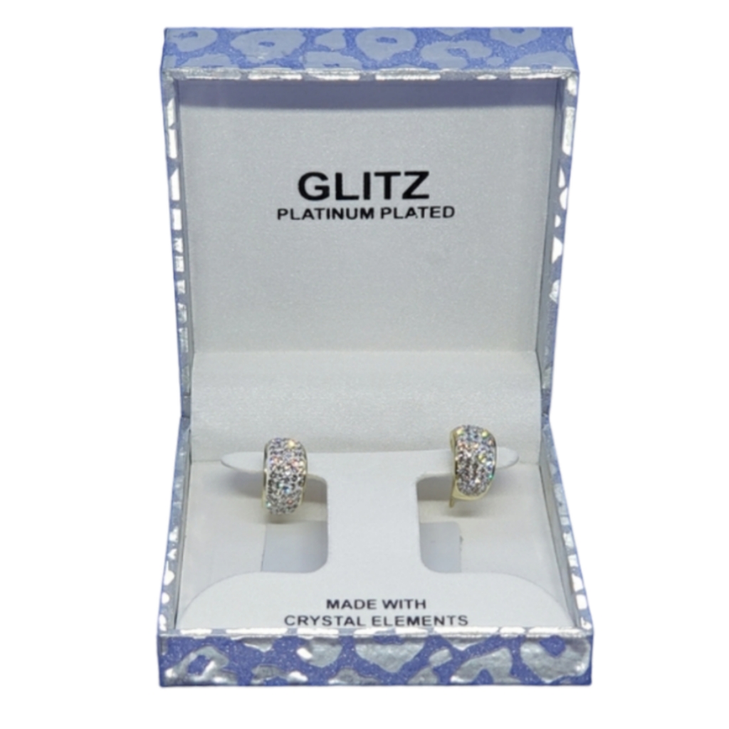 Nwt Glitz Small Hoop Earrings Platinum Plated Crystal Elements